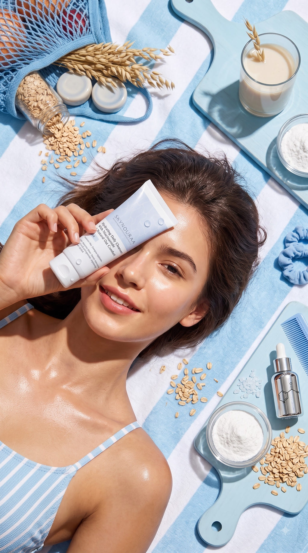 Skynouraa Hydrating Daily Cleanser | Niacinamide, Oat Extract & Ceramide Face Wash | Gentle, Non-Drying & Hydrating Formula | For All Skin Types | 100 ml