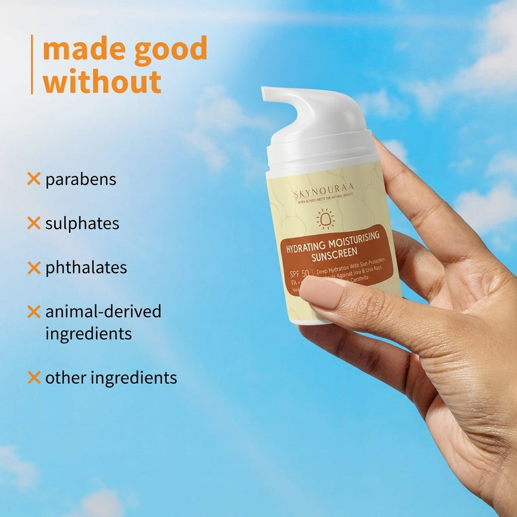 Skynouraa Hydrating Moisturising Sunscreen SPF 50 PA++++ | With Niacinamide, Ceramide NP & Hyaluronic Acid | Broad Spectrum UVA/UVB Protection | Lightweight | All Skin Types