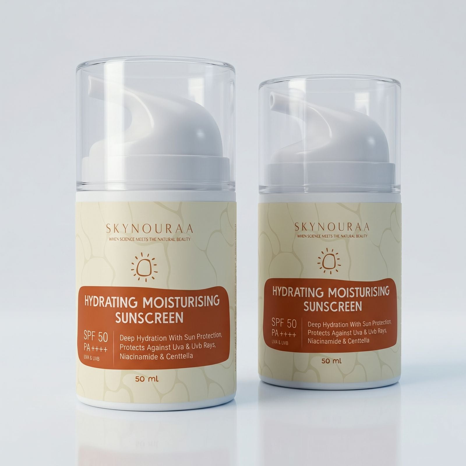 Skynouraa Hydrating Moisturising Sunscreen SPF 50 PA++++ | With Niacinamide, Ceramide NP & Hyaluronic Acid | Broad Spectrum UVA/UVB Protection | Lightweight | All Skin Types Combo pack